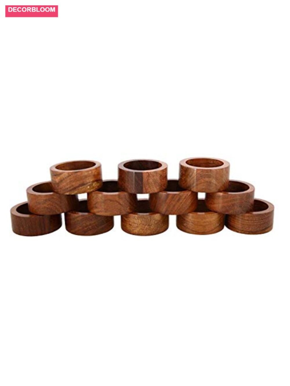 Wood Napkin Rings Set of 12 Natural Hardwood Dining Table Napkin Holders